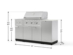 NewAge Outdoor Kitchens Outdoor Grill Island Stainless-Steel 6-Piece Cabinet Set with 1-Door, Grill Cabinet, Performance Grill, Side Burner and Dekton in Aeris Countertop - (Liquid Propane) 