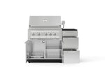 NewAge Outdoor Kitchens Outdoor Grill Island Stainless-Steel 4-Piece Cabinet Set with 3-Drawer, Grill Cabinet, Platinum Grill and Dekton in Sirius Countertop - (Liquid Propane) 