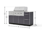 NewAge Outdoor Kitchens Outdoor Grill Island Aluminum 6-Piece Cabinet Set with 3-Drawer, Grill Cabinet, Performance Grill, Side Burner and Countertop - (Liquid Propane) 