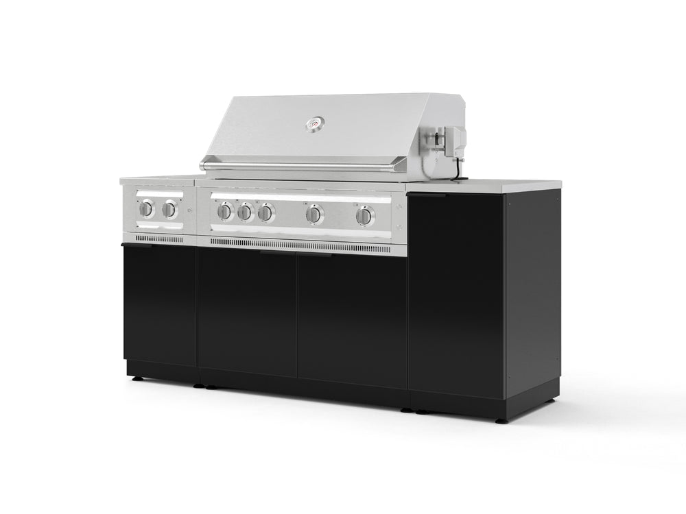 NewAge Outdoor Kitchens Outdoor Grill Island Aluminum 6-Piece Cabinet Set with 1-Door, Grill Cabinet, Platinum Grill, Dual Side Burner and Countertop | 76488