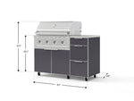 NewAge Outdoor Kitchens Outdoor Grill Island Aluminum 4-Piece Cabinet Set with Casters and 3-Drawer, Grill Cabinet, Performance Grill, Countertop 