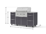 NewAge Outdoor Kitchens Outdoor Grill Island Aluminum 6-Piece Cabinet Set with Casters 3 Drawers, Grill Cabinet, Performance Grill, Countertops 