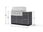 NewAge Outdoor Kitchens Outdoor Grill Island Aluminum 4-Piece Cabinet Set with 3-Drawer, Grill Cabinet, Performance Grill and Countertop - (Natural Gas) 