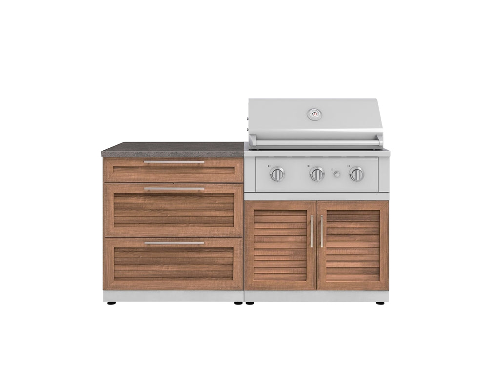 NewAge Outdoor Kitchens Stainless-Steel 4-Piece Cabinet Set with 3 Drawer, Grill Cabinet, Performance Grill, and Countertop-71670-Garage Giant
