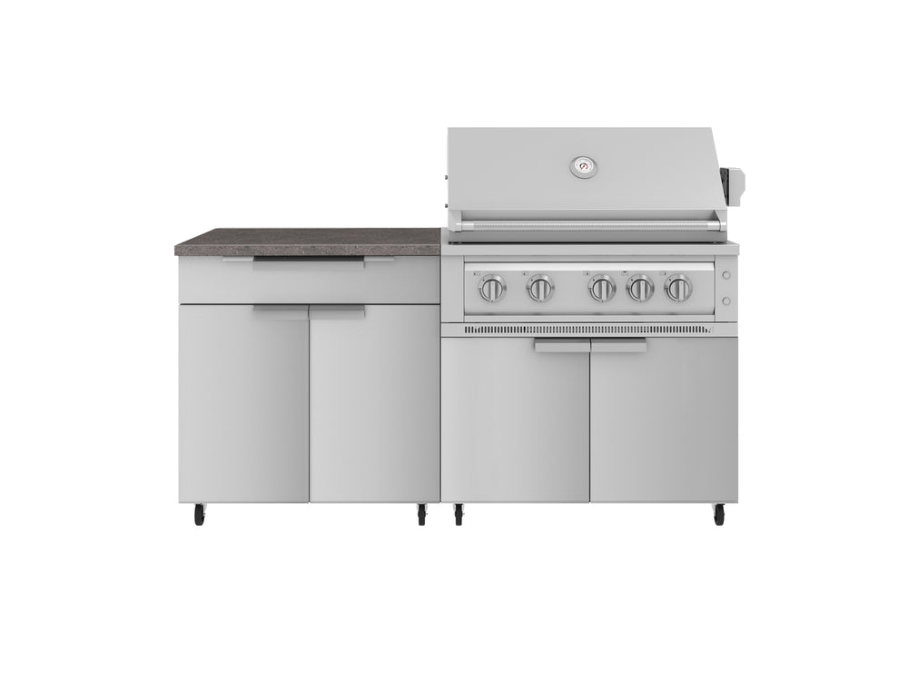 NewAge Outdoor Kitchens Stainless Steel 4-Piece Cabinet Set with Caster and Bar, Grill Cabinet, Performance Grill, and Countertop-72289-Garage Giant