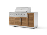 NewAge Outdoor Kitchens Outdoor Grill Island Stainless-Steel Louvered Doors 6-Piece Cabinet Set with 1-Door, Grill Cabinet, Performance Grill, Side Burner and Countertop-74555-Garage Giant 