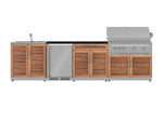 NewAge Outdoor Kitchens Stainless Steel 6-Piece Cabinet Set with Sink, Bar, Grill Cabinet, Platinum Grill, Countertop and Fridge-72029-Garage Giant 