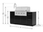 NewAge Outdoor Kitchens Outdoor Grill Island Aluminum 5-Piece Cabinet Set with Sink, 3 Drawer, Grill Cabinet, Performance Grill and Stainless Steel Countertop - (Liquid Propane) 