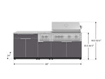 NewAge Outdoor Kitchens Aluminum 6-Piece Cabinet Set with Platinum Grill, Dual Side Burner, Bar and Grill Cabinet and Stainless Steel Countertop.-71547-Garage Giant 