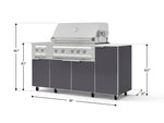 NewAge Outdoor Kitchens Outdoor Grill Island Aluminum 6-Piece Cabinet Set with Casters and 1-Door, Grill Cabinet, Platinum Grill, Dual Side Burner and Dekton in Aeris Countertop - (Liquid Propane) 