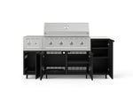 NewAge Outdoor Kitchens Outdoor Grill Island Stainless-Steel 6-Piece Cabinet Set with Casters and 1-Door, Grill Cabinet, Performance Grill, Side Burner and Dekton in Aeris Countertop - (Liquid Propane) 