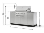 NewAge Outdoor Kitchens Outdoor Grill Island Stainless-Steel 5-Piece Cabinet Set with Sink, 1 Door, Grill Cabinet, Platinum Grill and Stainless Steel Countertop - (Natural Gas) 