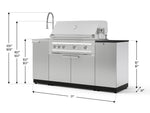 NewAge Outdoor Kitchens Outdoor Grill Island Stainless-Steel 5-Piece Cabinet Set with Sink, 1 Door, Grill Cabinet, Platinum Grill and Stainless Steel Countertop - (Liquid Propane) 