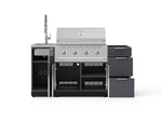 NewAge Outdoor Kitchens Outdoor Grill Island Aluminum 5-Piece Cabinet Set with Sink, 3 Drawer, Grill Cabinet, Performance Grill and Stainless Steel Countertop - (Natural Gas) 