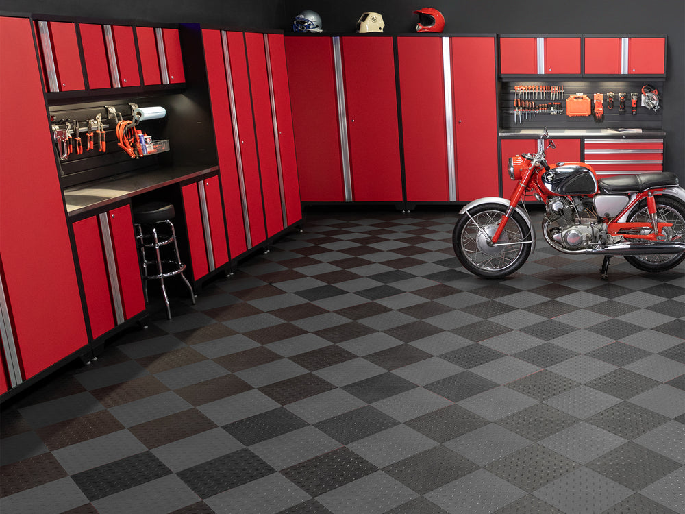 NewAge Garage Flooring Diamond Pattern Polypropylene Garage Flooring Tiles 400 sq. ft. Flooring Bundle - Black and Grey Checkered Pattern-12570-Garage Giant