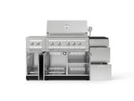 NewAge Outdoor Kitchens Outdoor Grill Island Stainless-Steel 6-Piece Cabinet Set with 3-Drawer, Grill Cabinet, Platinum Grill, Dual Side Burner and Dekton in Sirius Countertop - (Liquid Propane) 