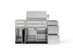 NewAge Outdoor Kitchens Outdoor Grill Island Stainless-Steel 5-Piece Cabinet Set with 3-Drawer, Grill Cabinet, Dual Side Burner and Platinum Grill - (Natural Gas) 