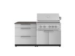 NewAge Outdoor Kitchens Stainless-Steel 4-Piece Cabinet Set with 3 Drawer, Grill Cabinet, Platinum Grill, and Countertop-71668-Garage Giant 