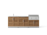 NewAge Outdoor Kitchens Stainless Steel Louvered Doors 5-Piece Cabinet Set with Sink, Bar, Grill Cabinet, Platinum Griddle and Countertop-74958-Garage Giant 