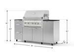 NewAge Outdoor Kitchens Outdoor Grill Island Stainless-Steel 6-Piece Cabinet Set with Casters 1 Door, 3 Drawer, Grill Cabinet, Platinum Grill and Dekton in Sirius Countertops - (Liquid Propane) 