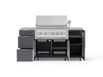 NewAge Outdoor Kitchens Outdoor Grill Island Aluminum 6-Piece Cabinet Set with Casters 1 Door, 3 Drawer, Grill Cabinet, Platinum Grill, Countertops-74912-Garage Giant 