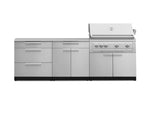 NewAge Outdoor Kitchens Stainless Steel 5-Piece Cabinet Set with 3 Drawer, 2-Door with Drawer, Grill Cabinet, Platinum Grill and Countertop-71128-Garage Giant 