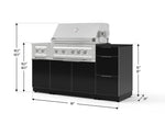 NewAge Outdoor Kitchens Outdoor Grill Island Aluminum 6-Piece Cabinet Set with 3-Drawer, Grill Cabinet, Platinum Grill, Dual Side Burner and Dekton in Sirius Countertop - (Liquid Propane) 