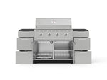 NewAge Outdoor Kitchens Outdoor Grill Island Stainless-Steel 6-Piece Cabinet Set with 3 Drawers, Grill Cabinet, Performance Grill and Dekton in Sirius Countertops - (Natural Gas) 