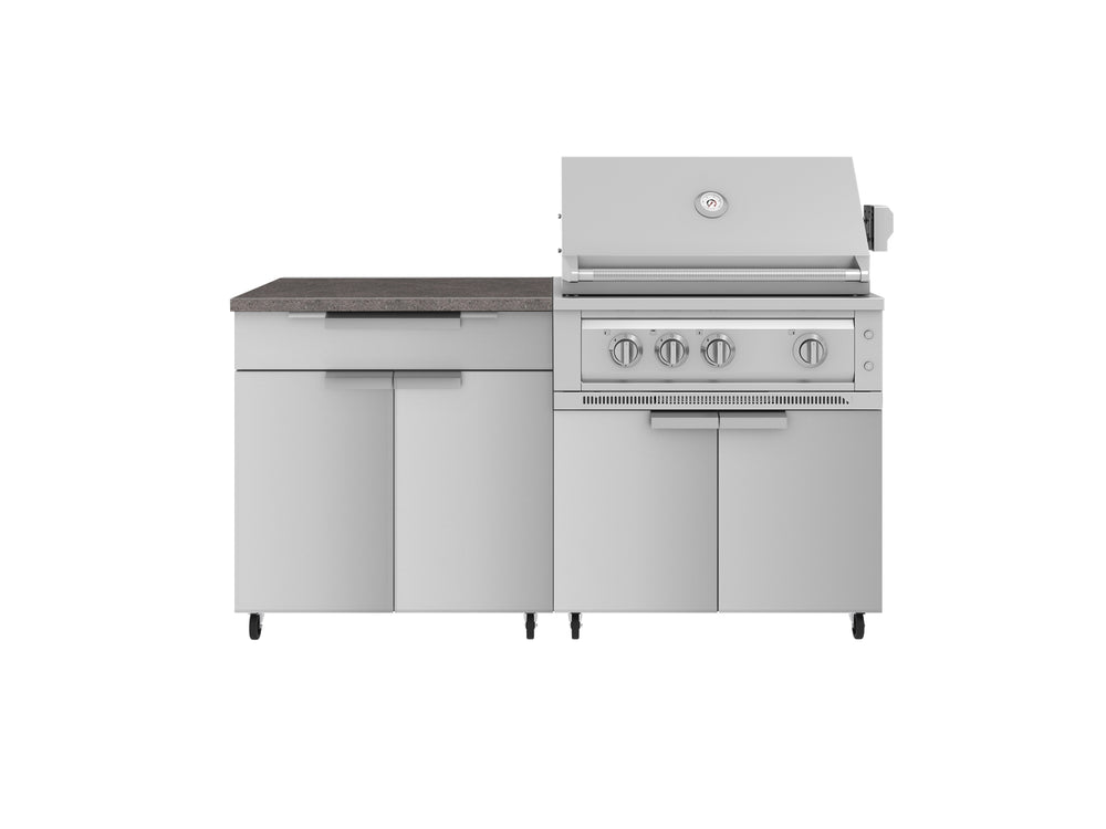 NewAge Outdoor Kitchens Stainless Steel 4-Piece Cabinet Set with Caster and Bar, Grill Cabinet, Performance Grill, and Countertop-72288-Garage Giant