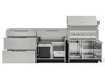NewAge Outdoor Kitchens Stainless Steel 5-Piece Cabinet Set with with 3-Drawer, Bar, Grill Cabinet, Platinum Grill and Countertop-71066-Garage Giant 