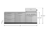 NewAge Outdoor Kitchens Stainless Steel 5-Piece Cabinet Set with 3 Drawer, 2-Door with Drawer, Grill Cabinet, Platinum Grill and Countertop-71130-Garage Giant 