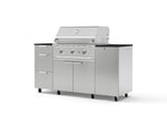 NewAge Outdoor Kitchens Outdoor Grill Island Stainless-Steel 6-Piece Cabinet Set with Casters 1 Door, 3 Drawer, Grill Cabinet, Performance Grill and Dekton in Sirius Countertops - (Liquid Propane) | Garage Giant 