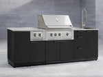 NewAge Outdoor Kitchens Outdoor Grill Island Stainless-Steel 5-Piece Cabinet Set with Sink, 3 Drawer, Grill Cabinet, Platinum Grill and Stainless Steel Countertop - (Natural Gas) 