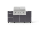 NewAge Outdoor Kitchens Outdoor Grill Island Aluminum 5-Piece Cabinet Set with Casters 1 Door, 3 Drawer, Grill Cabinet and Performance Grill - (Liquid Propane) 
