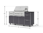 NewAge Outdoor Kitchens Outdoor Grill Island Aluminum 6-Piece Cabinet Set with Casters and 3-Drawer, Grill Cabinet, Platinum Grill, Dual Side Burner and Dekton in Sirius Countertop - (Liquid Propane) 