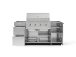 NewAge Outdoor Kitchens Outdoor Grill Island Stainless-Steel 5-Piece Cabinet Set with 1 Door, 3 Drawer, Grill Cabinet and Performance Grill - (Natural Gas) 