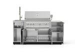 NewAge Outdoor Kitchens Outdoor Grill Island Stainless-Steel 5-Piece Cabinet Set with Sink, 1 Door, Grill Cabinet, Platinum Grill and Stainless Steel Countertop - (Liquid Propane) 