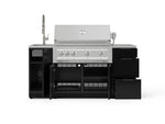 NewAge Outdoor Kitchens Outdoor Grill Island Aluminum 5-Piece Cabinet Set with Sink, 3 Drawer, Grill Cabinet, Platinum Grill and Stainless Steel Countertop 
