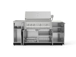 NewAge Outdoor Kitchens Outdoor Grill Island Stainless-Steel 5-Piece Cabinet Set with Sink, 1 Door, Grill Cabinet, Platinum Grill and Stainless Steel Countertop - (Liquid Propane) 