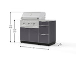 NewAge Outdoor Kitchens Outdoor Grill Island Aluminum 4-Piece Cabinet Set with 3-Drawer, Grill Cabinet, Performance Grill and Countertop 