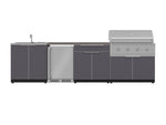 NewAge Outdoor Kitchens Aluminum 6-Piece Cabinet Set with Sink, Bar, Grill Cabinet, Performance Grill, Countertop and Fridge-72047-Garage Giant 