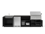 NewAge Outdoor Kitchens Aluminum 6-Piece Cabinet Set with Sink, Bar, Grill Cabinet, Platinum Grill, Countertop and Stainless Steel Door Fridge-73720-Garage Giant 