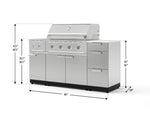NewAge Outdoor Kitchens Outdoor Grill Island Stainless-Steel 6-Piece Cabinet Set with 3-Drawer, Grill Cabinet, Performance Grill, Side Burner and Dekton in Aeris Countertop - (Liquid Propane) 