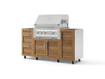 NewAge Outdoor Kitchens Outdoor Grill Island Stainless-Steel Louvered Doors 5-Piece Cabinet Set with Casters 1 Door, 3 Drawer, Grill Cabinet and Platinum Grill - (Liquid Propane) | Garage Giant 