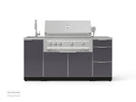 NewAge Outdoor Kitchens Outdoor Grill Island Aluminum 5-Piece Cabinet Set with Sink, 3 Drawer, Grill Cabinet, Platinum Grill and Stainless Steel Countertop-74754-Garage Giant 