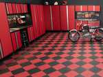 NewAge Garage Flooring Diamond Pattern Polypropylene Garage Flooring Tiles 400 sq. ft. Flooring Bundle - Black and Red Checkered Pattern | 12571 