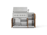 NewAge Outdoor Kitchens Outdoor Grill Island Stainless-Steel Louvered Doors 4-Piece Cabinet Set with 1 Door, Grill Cabinet, Platinum Grill and Countertop 