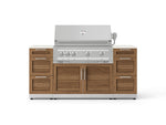 NewAge Outdoor Kitchens Outdoor Grill Island Stainless-Steel Louvered Doors 6-Piece Cabinet Set with 3 Drawers, Grill Cabinet, Platinum Grill and Dekton in Aeris Countertops - (Liquid Propane) 