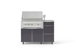 NewAge Outdoor Kitchens Outdoor Grill Island Aluminum 4-Piece Cabinet Set with Casters and 3-Drawer, Grill Cabinet, Platinum Grill, Countertop 