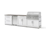 NewAge Outdoor Kitchens Stainless Steel 7-Piece Cabinet Set with 3-Drawer, Bar, Grill Cabinet, Performance Grill, Countertops, and Stainless Steel Door Fridge-73688-Garage Giant 